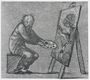 Karikatur-Selbstporträt von Edward Burne Jones